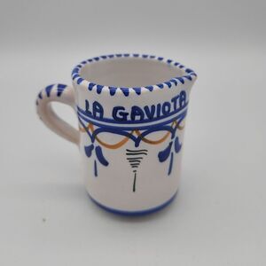 La Gaviota Restaurante Pottery Creamer Mini Pitcher Hand Painted Restaurant Ware